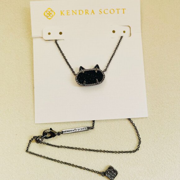 Kendra Scott Black Drusy Black cat Pendant Necklace - Picture 3 of 3